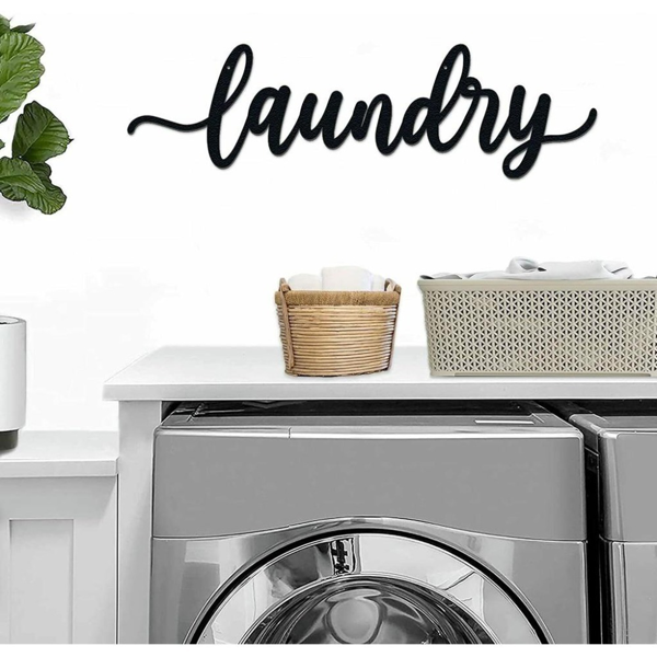CIFbuy 金属烤漆 laundry 洗衣房英文标识壁挂 轻奢风洗衣间墙面装饰牌（TikTok，temu 自提）-4