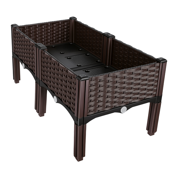 （自提可发加拿大，temu&tk下自提单）高架花坛种植箱，3种尺寸可选，自浇灌式高架花坛，轻质PP材质种植容器，适用于蔬菜、香草、花卉，适合户外露台和阳台-中号-4