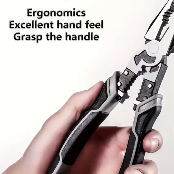 ，五合一多功能钳子套装，工业级带PVC手柄，专业手动工具，自动剥线器和切割器 - 金属-10