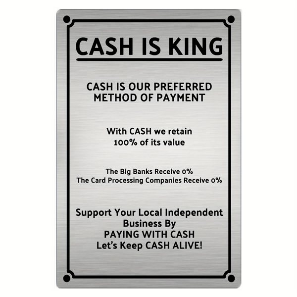 CIFbuy2D 平面铝艺画现金是王者拉丝铝制标牌房间墙面装饰挂牌（TikTok、temu 下自提）-1