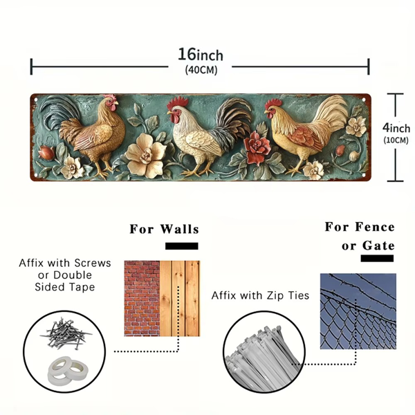 CIFbuy 复古公鸡金属墙面雕塑家居酒吧咖啡馆装饰节日礼品（TikTok、temu 下自提）-3