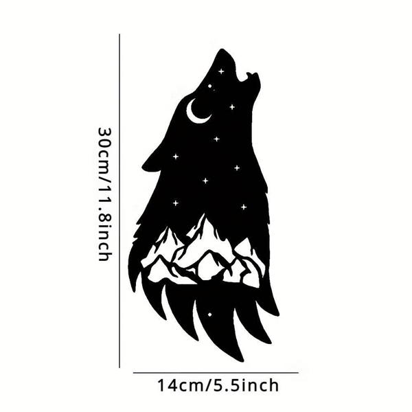 CIFbuy哥特式嚎叫狼金属墙艺术黑色暗黑学院风家居装饰客厅卧室办公室万圣节圣诞节礼物（TikTok、temu下自提）-7