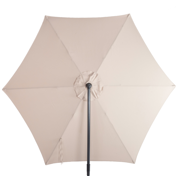 10FT 卡其色 香蕉伞 圆形  太阳伞 涤纶布 6铁伞骨 铁直杆弯杆 带立柱脚筒 十字底座-4