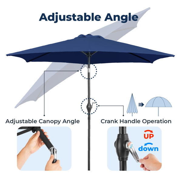 7.5FT 海军蓝 转向头 圆形 太阳伞 涤纶布 6铁伞骨 铁中柱-19