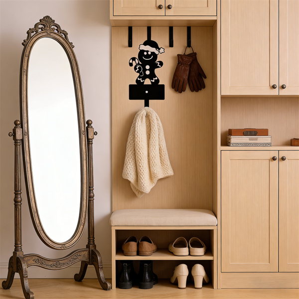 CIFbuy五钩姜饼人钥匙挂架圣诞家居装饰墙面收纳(TikTok、temu下自提)-3