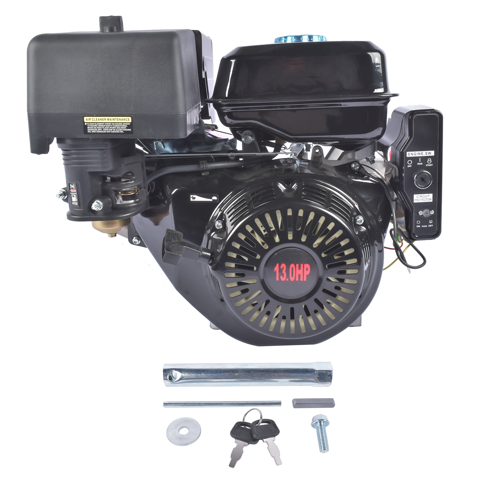 4 Stroke 13HP 389cc Gas Engine with Electric Start, Go Kart Engine Horizontal Shaft OHV Gas Motor view 2