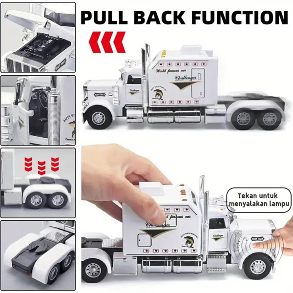 Semi Truck Toys for Boy Heavy Trucks,Metal Diecast Trucks Model Pull Back Cars with Light and Sound,Truck and Trailer Toys for Boys,Toy Trucks for Boys Age 4-8-8