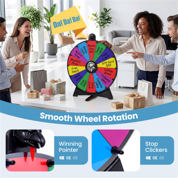 24英寸旋转奖轮，带可折叠立式和桌面幸运轮-多色-9