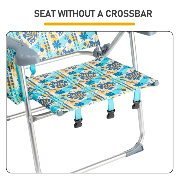 1pcs 座高17in 复古盛夏 铝沙滩椅 带头部海绵 侧单肩带 二合一布杯托侧袋 底部收纳提包  牛津布无横杆七档调节猫爪扶手沙滩椅17"-1 62*99*100.5cm 120kg-7