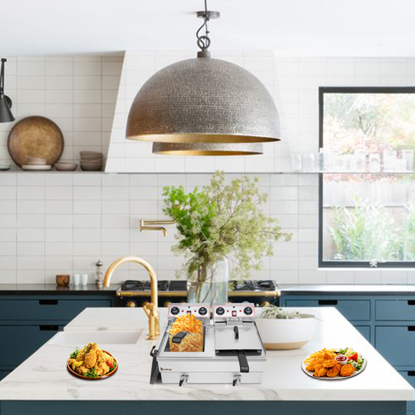 【替换旧编码19396644】美规 EH102V 110V 3400 24.9QT/23.6L 电炸锅 银色 不锈钢 双缸/定时/调温/ETL电源线-18