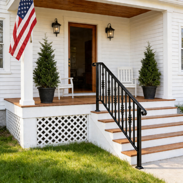 【替换22762521】哑光黑色   4阶 单宝塔加方葫芦装饰 庭院楼梯扶手-24