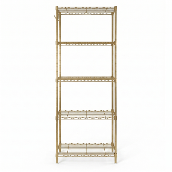 5层 可自由调节层间距  插梢式变形结构 带调节脚 展示架 铁 54*29*150cm 喷粉高光金-6