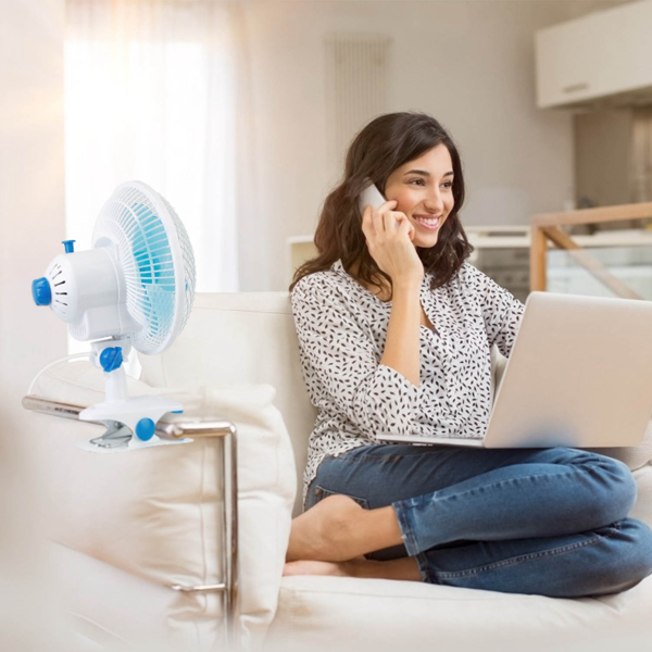 （自提可发加拿大，temu&tk下自提单）三合一夹式风扇，静音小型桌扇，具备两档风速和自动摆动功能，适用于办公室、卧室和婴儿车，婴儿使用安全-6