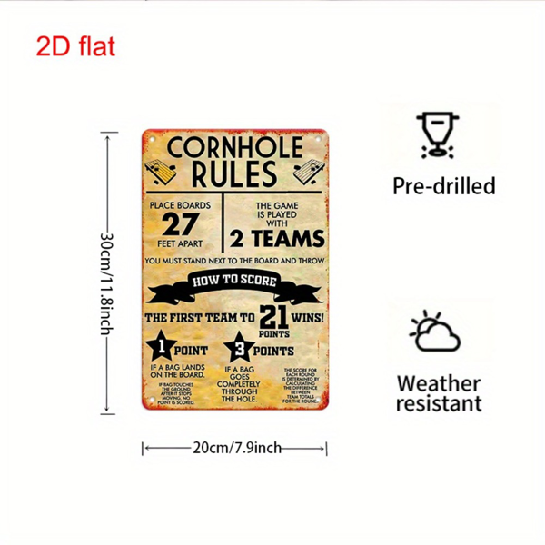 CIFbuy 复古玉米坑规则金属标牌乡村黑白铁艺家居学校公园庭院装饰（TikTok、temu pick-up service）-2