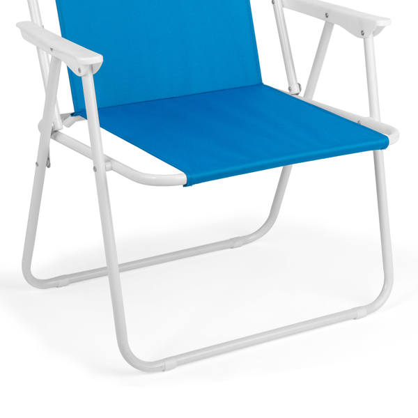 1pcs 座高15in XL  宝蓝色 铁沙滩椅 带伞 连体牛津布有横杆一档调节带伞弹簧铁沙滩椅15"-1 63*60*95cm 120kg-6