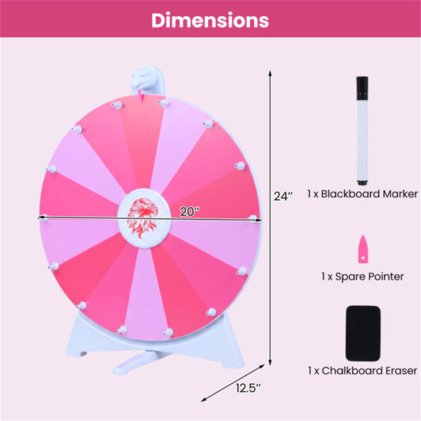 24英寸旋转奖轮，带可折叠立式和桌面幸运轮-粉色-4