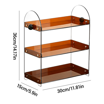 亚克力收纳架桌面分格多层置物架 棕色（不含抽屉）