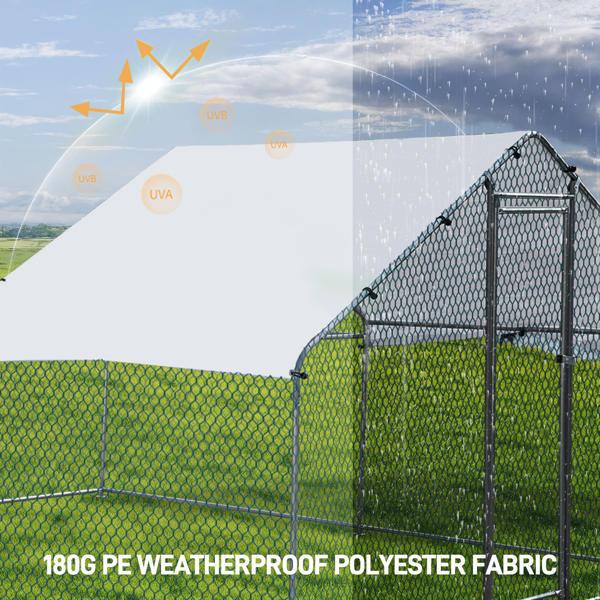 3*2*2/9.8*6.5*6.5ft 银色 尖顶顶部半开间 拼接 180gPE雨布 镀锌管 铁鸡兔笼-25