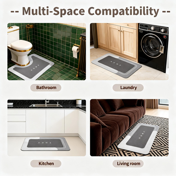 3件套吸水浴室地垫魔术地毯套装，速干浴室地垫防滑地毯，橡胶底，适用于浴室、厨房、淋浴间和洗手池-5