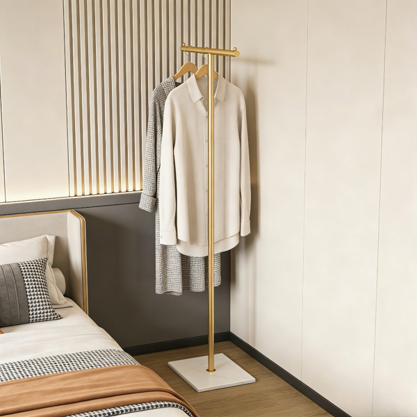 Clothing Rack, Golden Metal Freestanding Heavy Duty Clothes Rack with Marble Base, Multipurpose Garment Hanger for Bedroom, Hat, Scarf, Jacket,-6