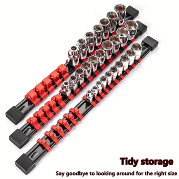 便携式磁性插座管理器 - 带手柄的钢托盘 - 重型铝制插座轨道管理器，工具箱插座架 -1/2英寸插座架