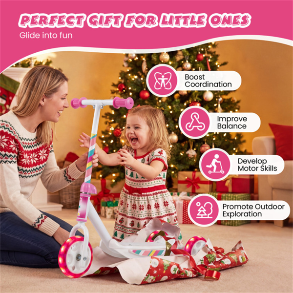 适用于2岁幼儿的带LED发光车轮的三轮儿童滑板车+-8