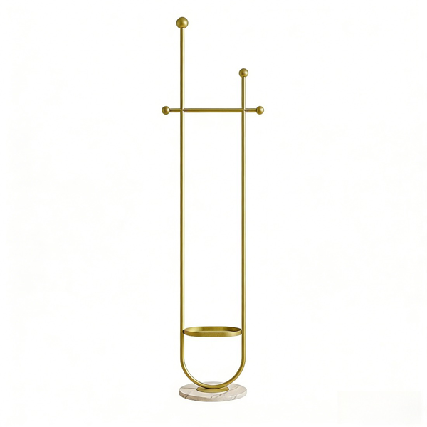 Clothing Rack, Golden Metal Freestanding Heavy Duty Clothes Rack with Marble Base, Multipurpose Garment Hanger for Bedroom, Hat, Scarf, Jacket-3