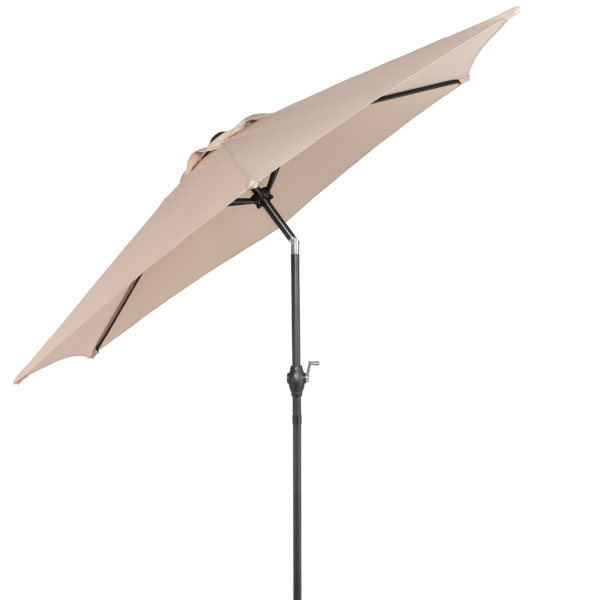 7.5FT 卡其色 转向头 圆形 太阳伞 涤纶布 6铁伞骨 铁中柱-2