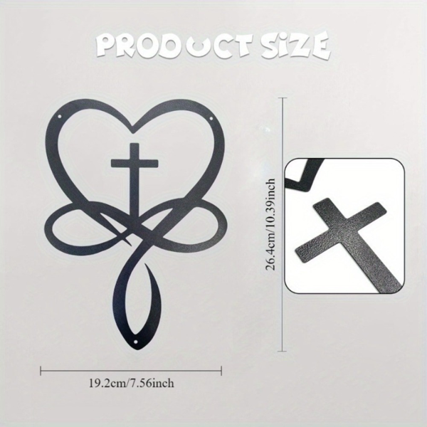 CIFbuy 金属烤漆爱心十字架无限符号鱼形壁挂 基督教主题装饰墙饰（TikTok，temu 自提）-3