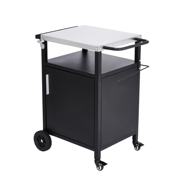 73*52*84CM 黑色 不锈钢桌面 单开门柜式 4轮 烧烤车-1