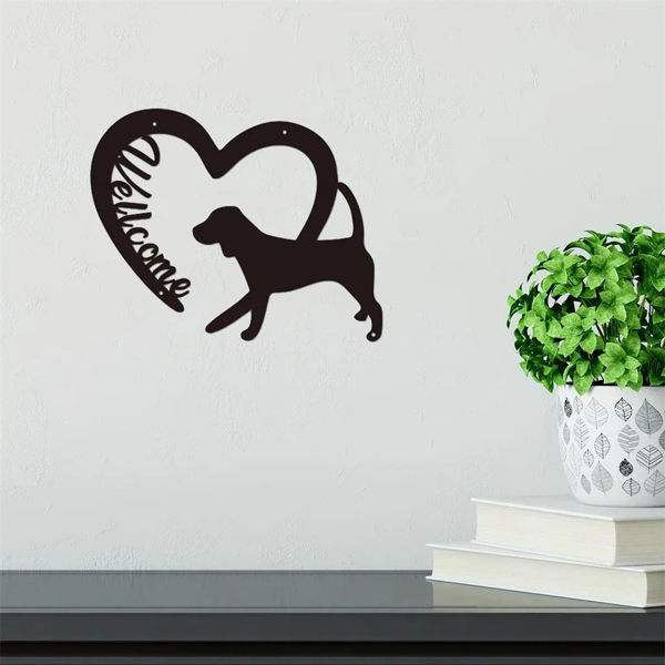 CIFbuy复古农庄铁艺心形狗图案欢迎门牌庭院花园装饰(TikTok、temu下自提)-8