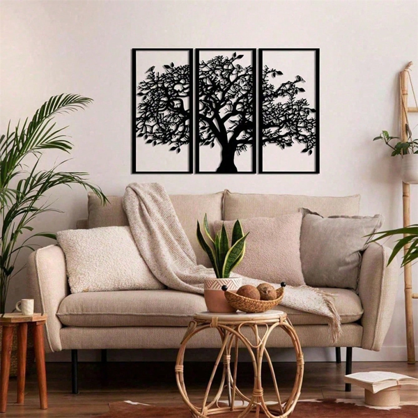 CIFbuy三件套生命树铁墙饰 客厅卧室波西米亚风水挂件 禅意家居装饰礼物（TikTok、temu下自提）-3