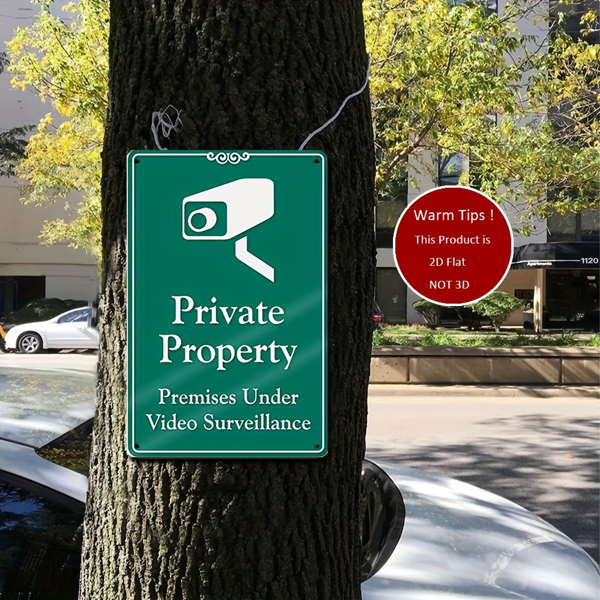 CIFbuy 铝制私有财产禁止入内警示牌带监控警告适用于车道商业入口家用重型安全标识多色可选易安装（TikTok、temu 下自提）-7