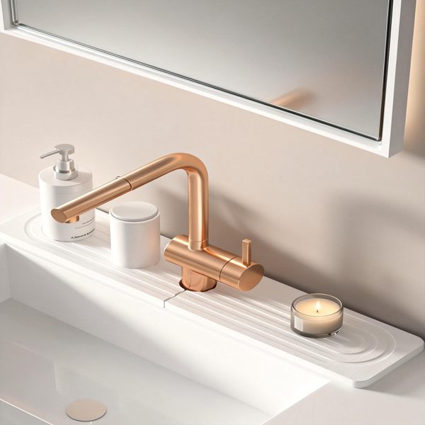 厨房水槽龙头垫 – 硅藻土吸水垫及水槽保护垫，防止潮湿 – 水槽防溅挡板吸水石托盘，适用于浴室台面-2