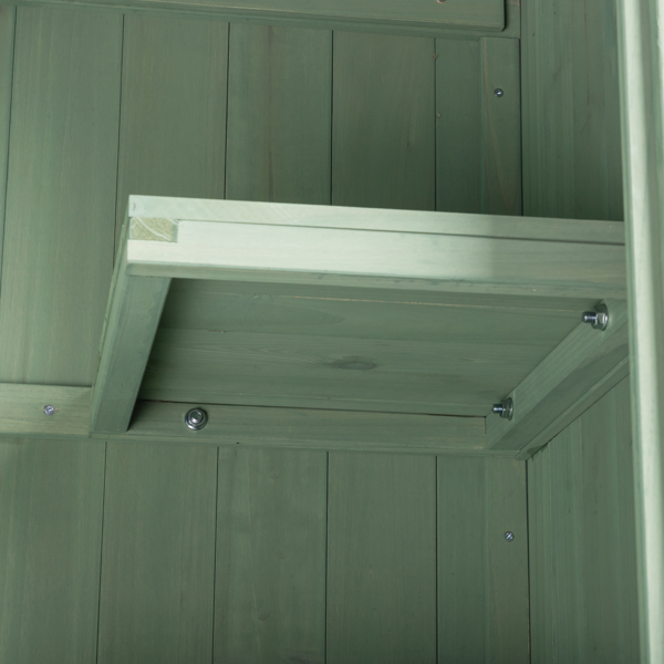 【替换旧编码：75178658】70inch 浅绿色 双坡顶  杉木 庭院木收纳房-30
