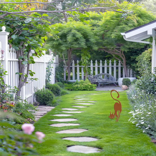 CIFbuy哥特黑猫金属墙饰 万圣节和圣诞节复古风格户外室内庭院装饰（TikTok、temu下自提）-3