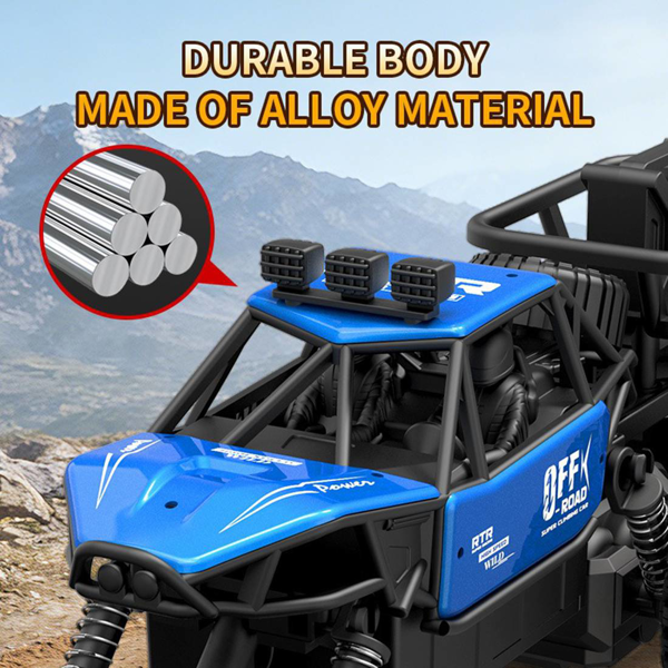 All-terrain Electric Toy Car, Alloy Car, 1:20 Scale Model Car, 2.4GHz R/ C Off-road Car, High-speed Car, with Headlights And Shock Absorption, Birthday Gifts for Kids Over 3 Years Old（blue）-4