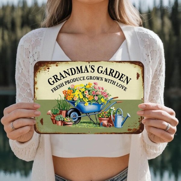 CIFbuy 奶奶花园复古金属挂牌爱心种植花园装饰农舍风妈妈礼物壁挂（TikTok、Temu 自提）-2