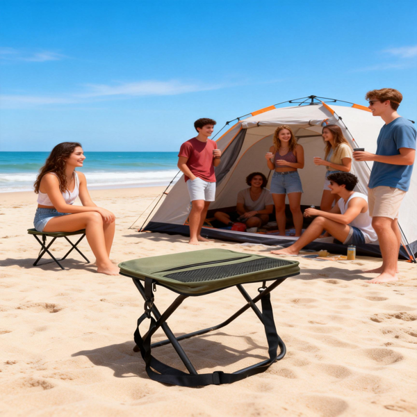 便携式可折叠背包凳，小巧可折叠凳子，可变成背包，登山徒步便携凳，带储物袋 - 真正解放双手，1件装，卡其色-14