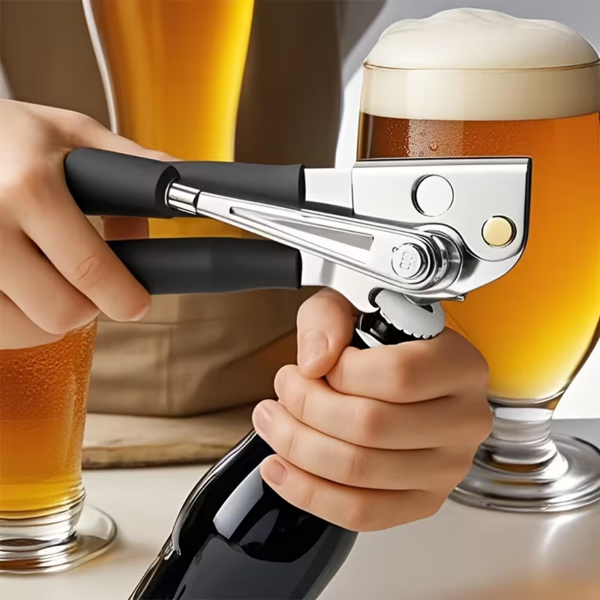 不锈钢手动罐头开瓶器（带磁性） 重型开瓶器 罐刀带橡胶涂层 - 8.9英寸厨房罐头开瓶器，易于握持的手柄（可折叠手柄），便于操作的超大旋钮，适用于大罐的大型手持设计-7