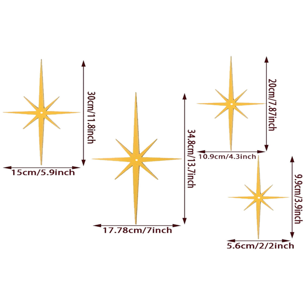 CIFbuy中世纪八角星形墙壁装饰铁制4件套简易安装(TikTok、temu下自提)-6