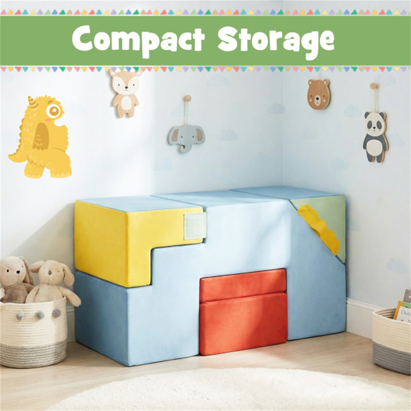 三合一婴儿软质泡沫登山车，带滑梯，可转换天鹅绒游戏套装，带桌椅，可清洗的攀爬块-9