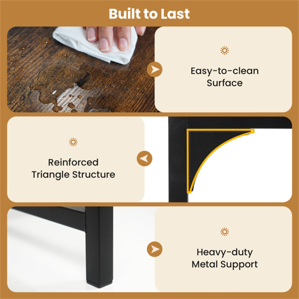 43.5英寸家庭办公桌，内置充电站和3个抽屉隐藏隔间 - 棕色-4