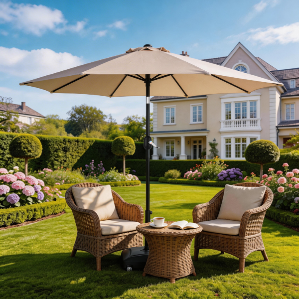 9FT 卡其色 转向头 KD 圆形 太阳伞 涤纶布 6铁伞骨 铁中柱-25