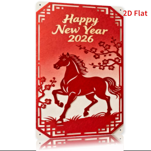 CIFbuy 新年快乐金属铁牌室内外防雨乡村风酒吧办公室车库墙面装饰（TikTok、temu 下自提）-1