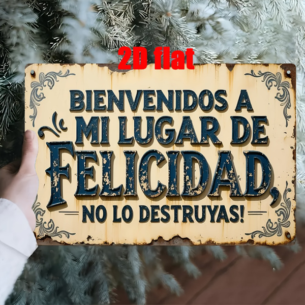 CIFbuy 欢迎来到我的快乐天堂复古金属牌花卉乡村风家居酒吧咖啡馆男人洞农舍装饰礼品（TikTok、temu 下自提）-5