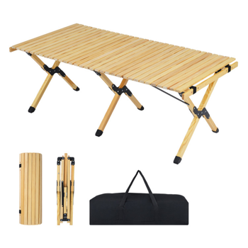 48英寸×24英寸可折叠松木野营桌便携式折叠沙滩桌，带手提包