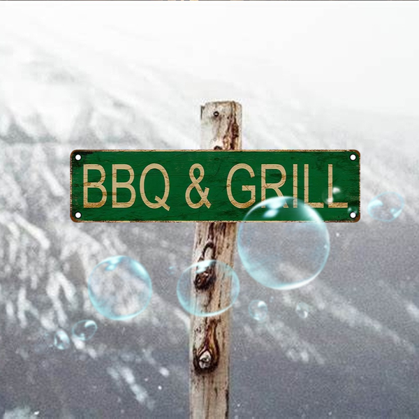 CIFbuy 复古铝合金烧烤招牌 UV 印刷金属挂牌餐厅酒吧车库墙面装饰牌（TikTok、temu 下自提）-3