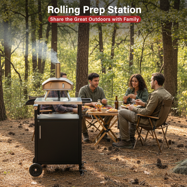 73*52*84CM 黑色 不锈钢桌面 单开门柜式 4轮 烧烤车-5