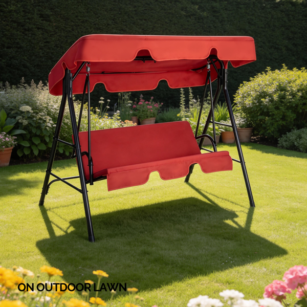 68*43*60inch 红色 KD款 带软垫 顶蓬 铁+牛津布 250kg 铁秋千套装-8